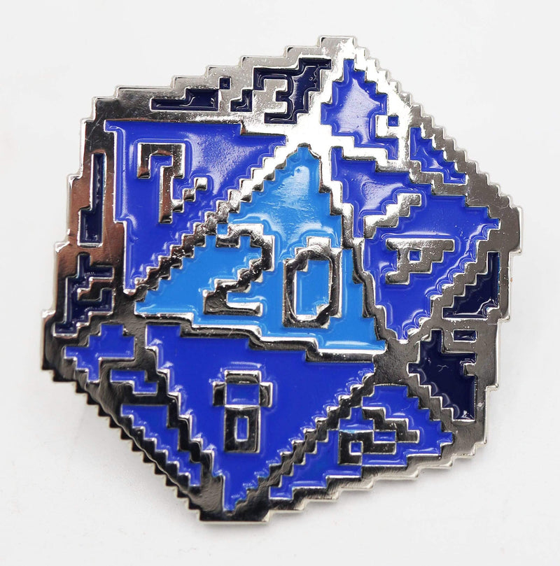 Blue 8 Bit D20 Enamel Pin