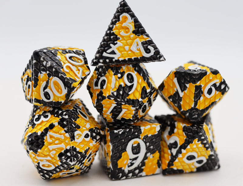 Bumblebee Dragon Scale RPG Metal Dice Set