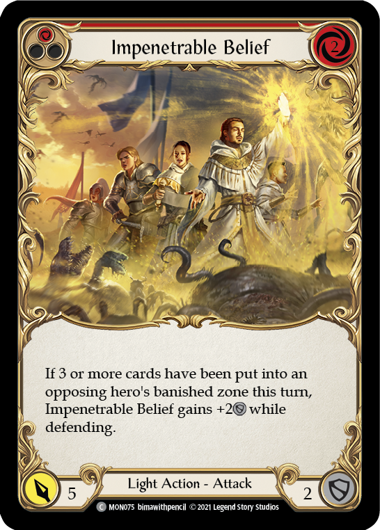 Impenetrable Belief (Red) (Rainbow Foil) [MON075-RF] 1st Edition Rainbow Foil